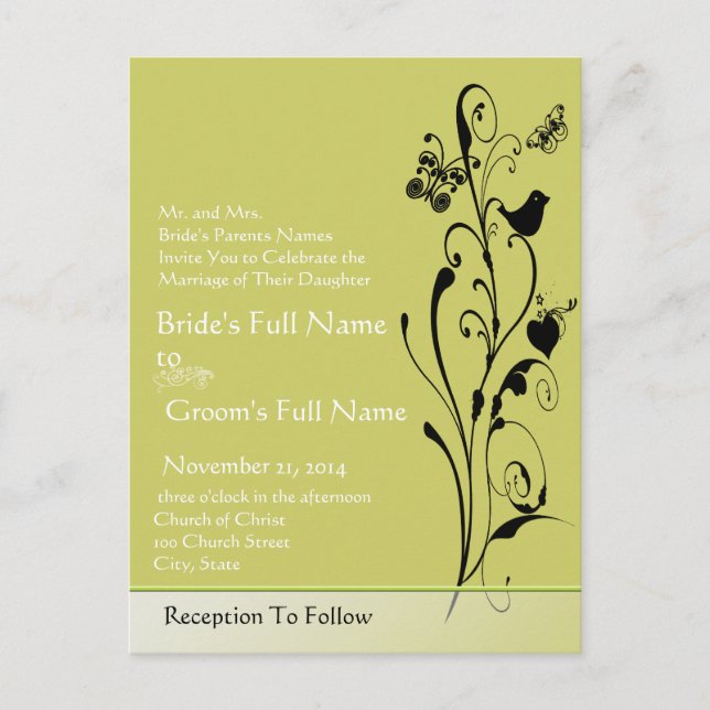Cheap Wedding Invitation Postcards (Front)