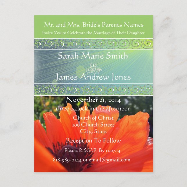 Cheap Wedding Invitation Postcards (Front)