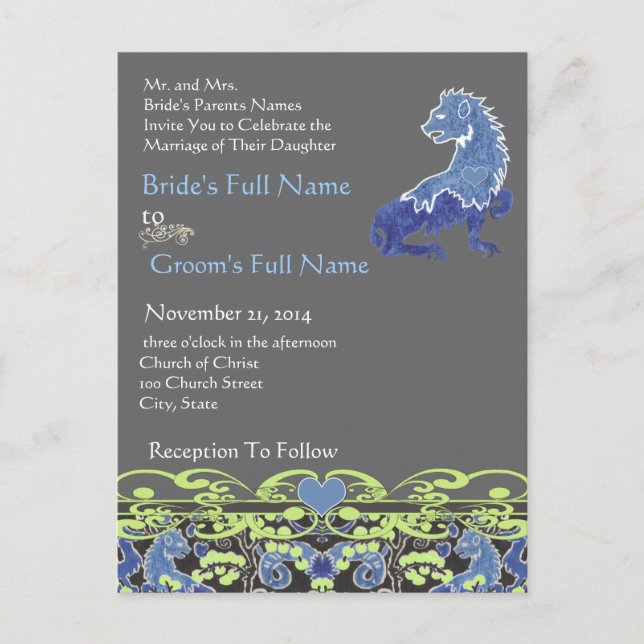 Cheap Wedding Invitation Postcards (Front)