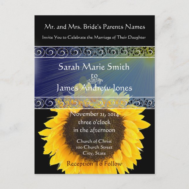 Cheap Wedding Invitation Postcards (Front)