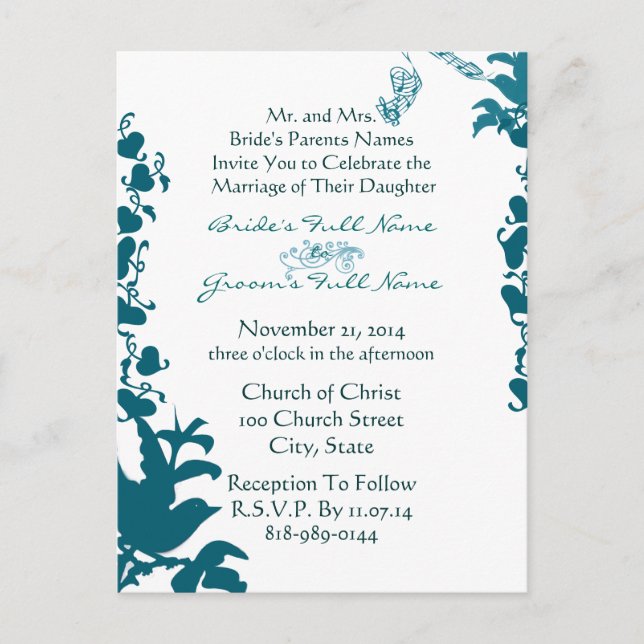 Cheap Wedding Invitation Postcards (Front)
