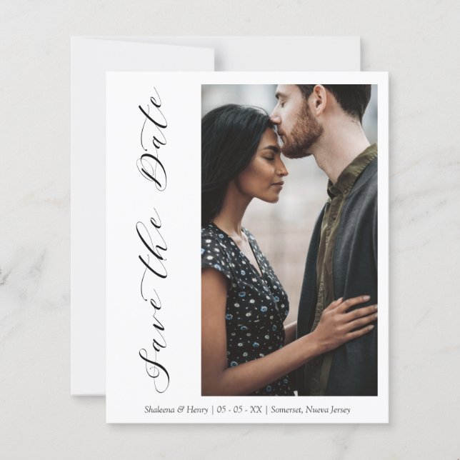 Cheap Wedding Minimalist Photo Modern Script  (Front)