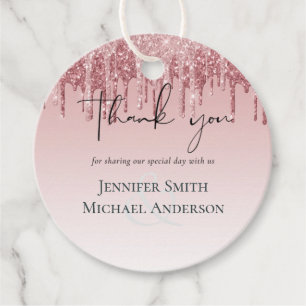 CHEAPEST Rose Gold Pink Glitter Wedding Favour Tags