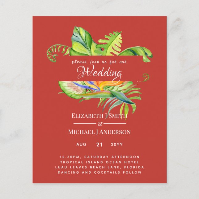 Cheapest Tropical Leaves Wedding Luau Reception (Front)