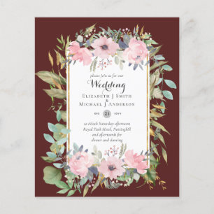 CHEAPEST WEDDING INVITATIONS Blush Pink Flowers Flyer