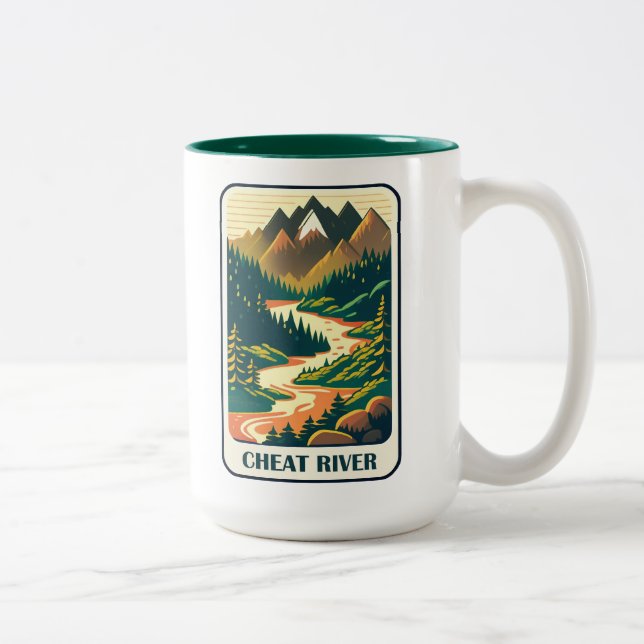 Cheat River West Virginia Colours Two-Tone Coffee Mug (Right)