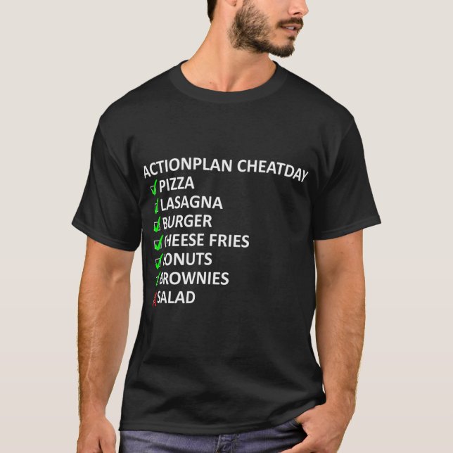 Cheatday Pizza Burger Fries Checklist T-Shirt (Front)