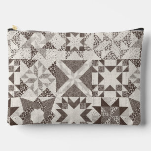 Cheater Traditional Patchwork Stars Quilt Black Accessory Pouch