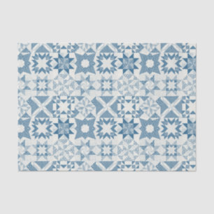 Cheater Traditional Patchwork Stars Quilt Blue Tissue Paper