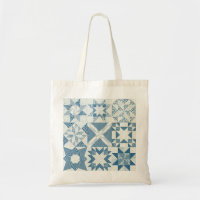 Cheater Traditional Patchwork Stars Quilt Blue