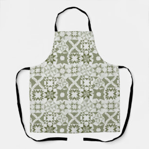 Cheater Traditional Patchwork Stars Quilt Green Apron