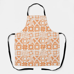 Cheater Traditional Patchwork Stars Quilt Orange Apron