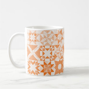 Cheater Traditional Patchwork Stars Quilt Orange Coffee Mug