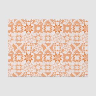 Cheater Traditional Patchwork Stars Quilt Orange Tissue Paper