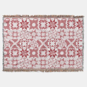 Cheater Traditional Patchwork Stars Quilt Red Throw Blanket