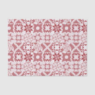 Cheater Traditional Patchwork Stars Quilt Red Tissue Paper