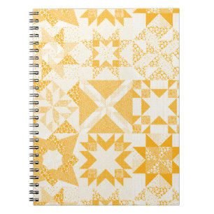 Cheater Traditional Patchwork Stars Quilt White Notebook