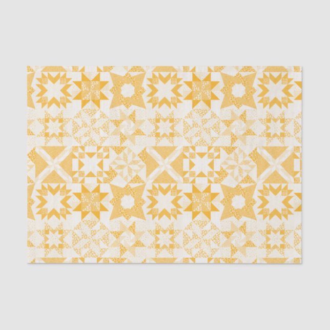 Cheater Traditional Patchwork Stars Quilt White Tissue Paper (Front)