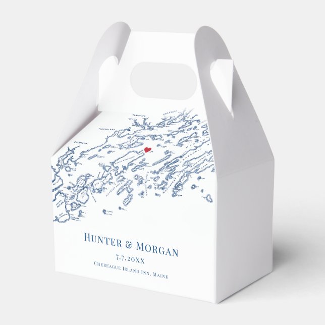 Chebeague Island Maine Destination Wedding Elegant Favour Box (Front Side)