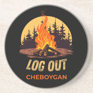 Cheboygan Michigan Campfire Coaster