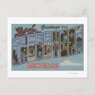 Cheboygan, Michigan - Large Letter Scenes Postcard
