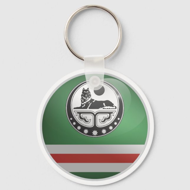 Chechen  Glossy Circle Flag Key Ring (Front)