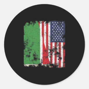 Chechen Republic USA Flag Half American Classic Round Sticker