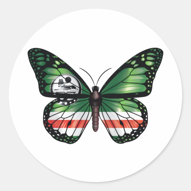 Chechnya butterfly monarch flag classic round sticker (Front)