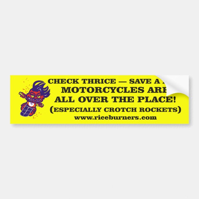 Check3 & Save- Crotch Rocket Bumper Sticker (Front)
