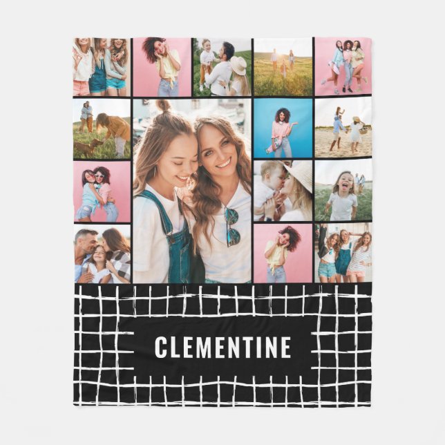 Check 16 photo modern minimal simple fleece blanke blanket (Front)