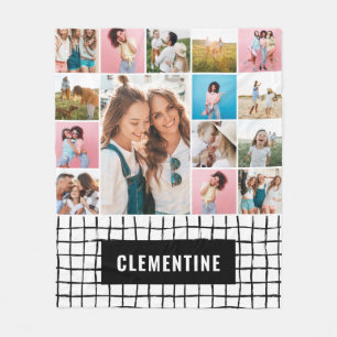 Check 16 photo modern minimal simple fleece blanket