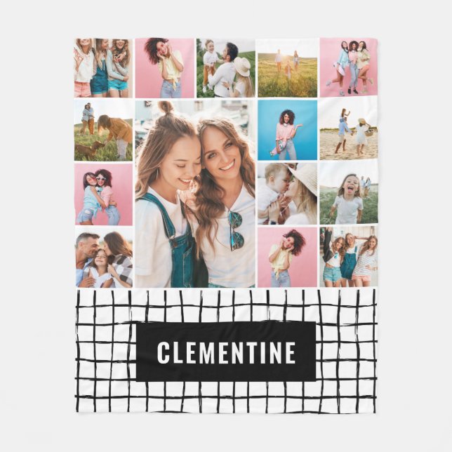 Check 16 photo modern minimal simple fleece blanket (Front)