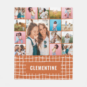 Check 16 photo modern minimal terracotta fleece blanket
