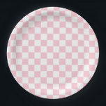 Check Baby Pink And White Chequerboard Pattern Paper Plate<br><div class="desc">Chequered Pattern – light pink and white chequerboard.</div>