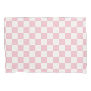 Check Baby Pink And White Chequerboard Pattern Pillowcase