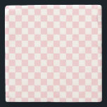 Check Baby Pink And White Chequerboard Pattern Stone Coaster<br><div class="desc">Chequered Pattern – light pink and white chequerboard.</div>