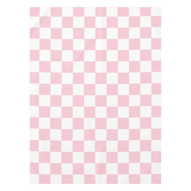 Check Baby Pink And White Chequerboard Pattern Tablecloth (Front)