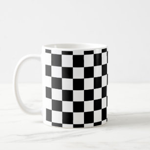 Check Black White Chequered Pattern Chequerboard Coffee Mug