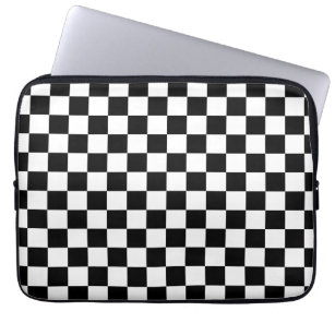Check Black White Chequered Pattern Chequerboard Laptop Sleeve