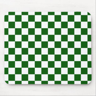 Check Board Pattern White x Green Mouse Pad