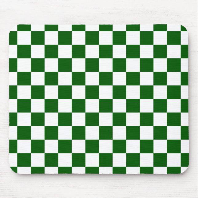 Check Board Pattern White x Green Mouse Pad (Front)