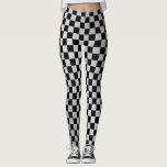 Check Brushed Steel Leggings<br><div class="desc">Check brushed steel black and white pattern leggings</div>
