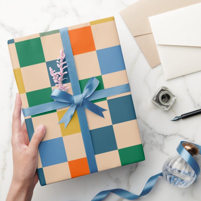 Check Checked Checkered Multi-Color Pattern Wrapping Paper (Gifting)