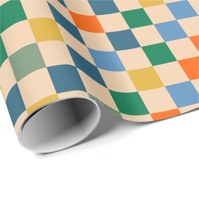 Check Checked Chequered Multi-Colour Pattern Wrapping Paper (Roll Corner)
