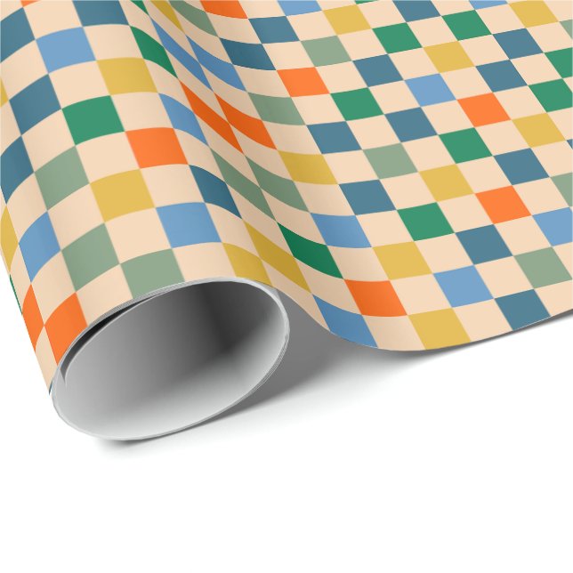 Check Checked Chequered Multi-Colour Pattern Wrapping Paper (Roll Corner)