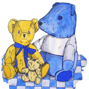 check cloth with three cute teddies jigsaw puzzle