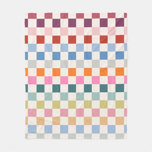 Check Colourful Chequered Pattern Chequerboard Fleece Blanket (Front)