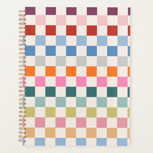 Check Colourful Chequered Pattern Chequerboard Planner (Front)