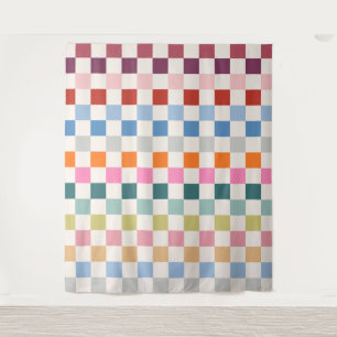 Check Colourful Chequered Pattern Chequerboard Tapestry