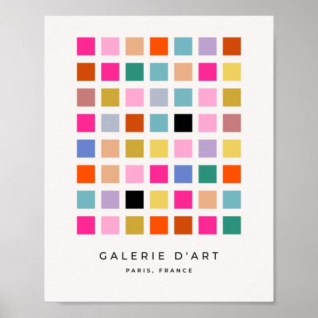 Check Colourful Mid Century Geometric Chequerboard Poster (Front)